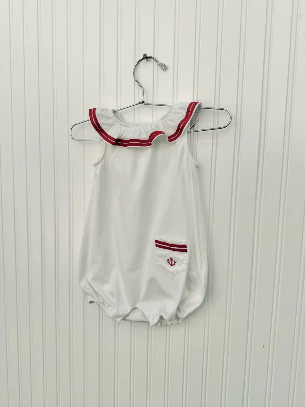 Ralph Lauren Baby Nautical Sailor Romper White Red Anchor 18M